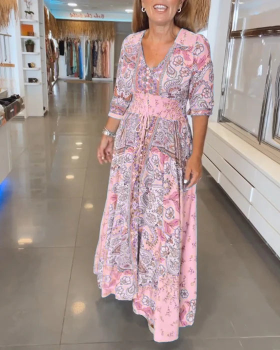 Nuria™ Vestido de fiesta con escote en V y mangas 3/4