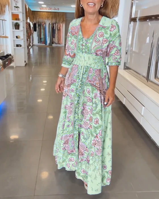 Nuria™ Vestido de fiesta con escote en V y mangas 3/4