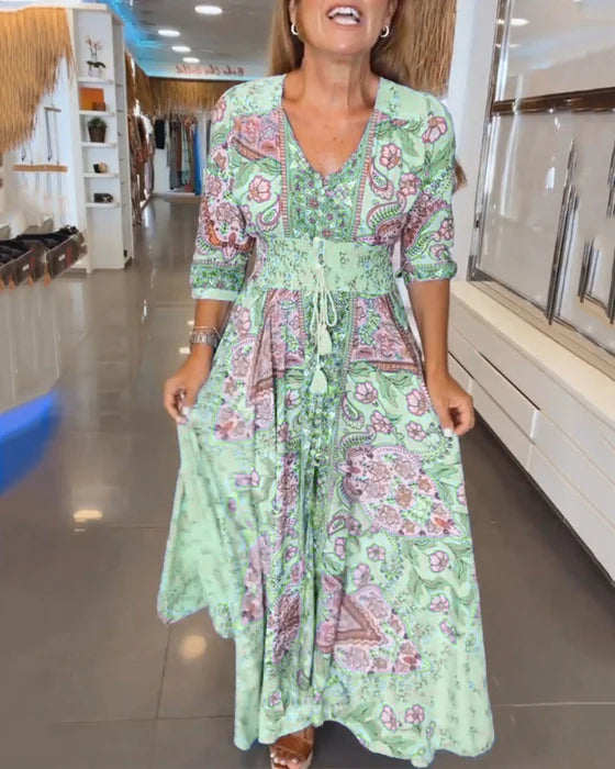 Nuria™ Vestido de fiesta con escote en V y mangas 3/4
