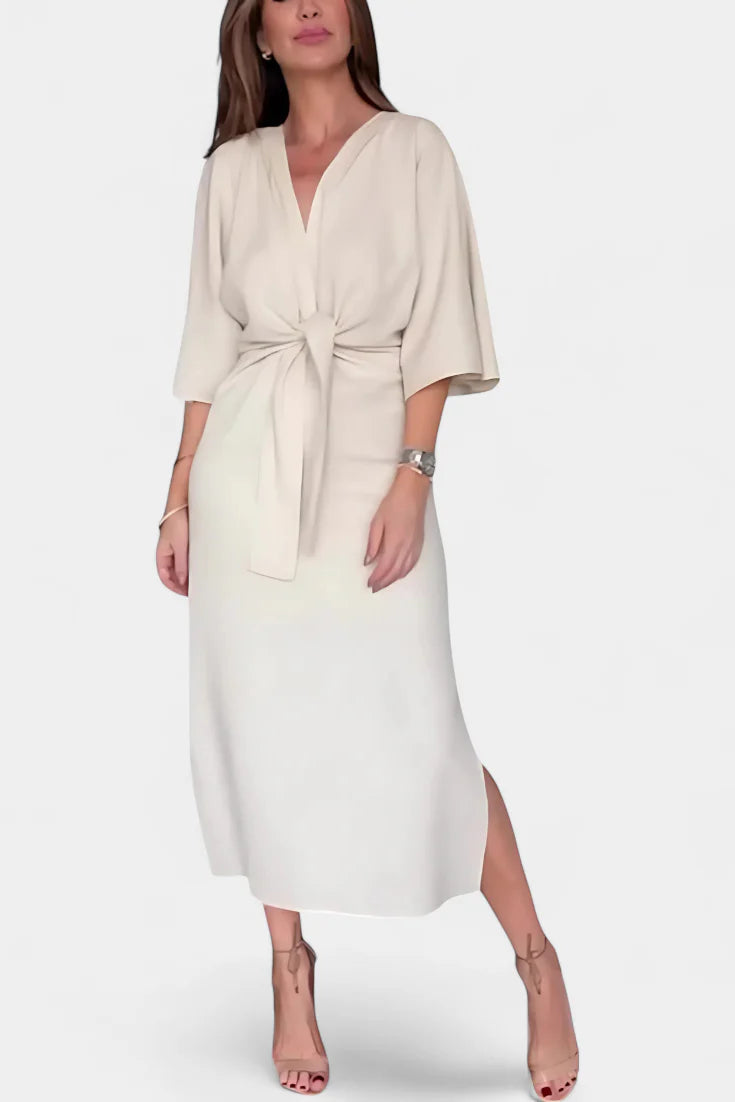 Ainhoa - Vestido casual con nudo frontal y escote en V