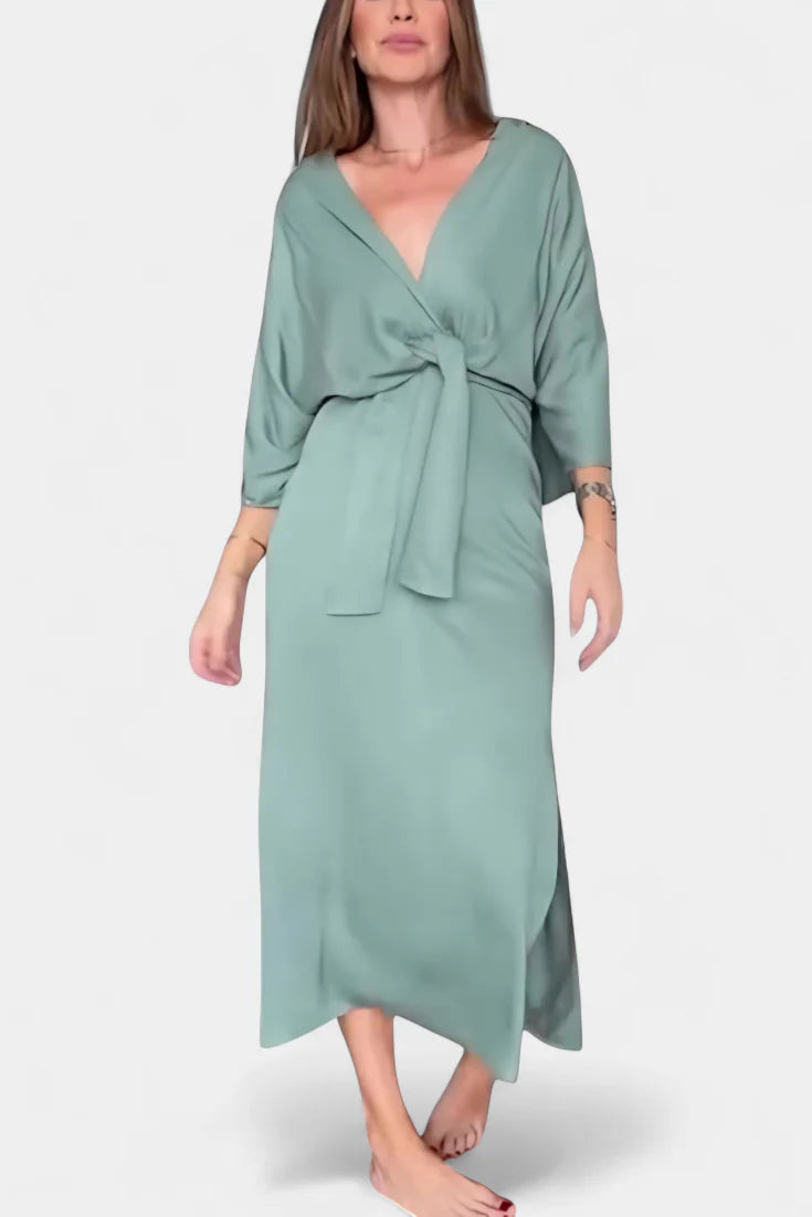 Ainhoa - Vestido casual con nudo frontal y escote en V
