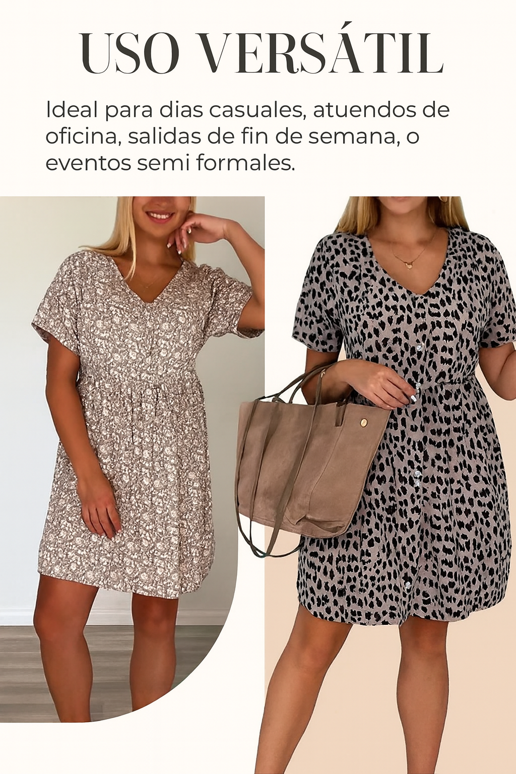 Amara - Vestido de manga corta con cuello en V