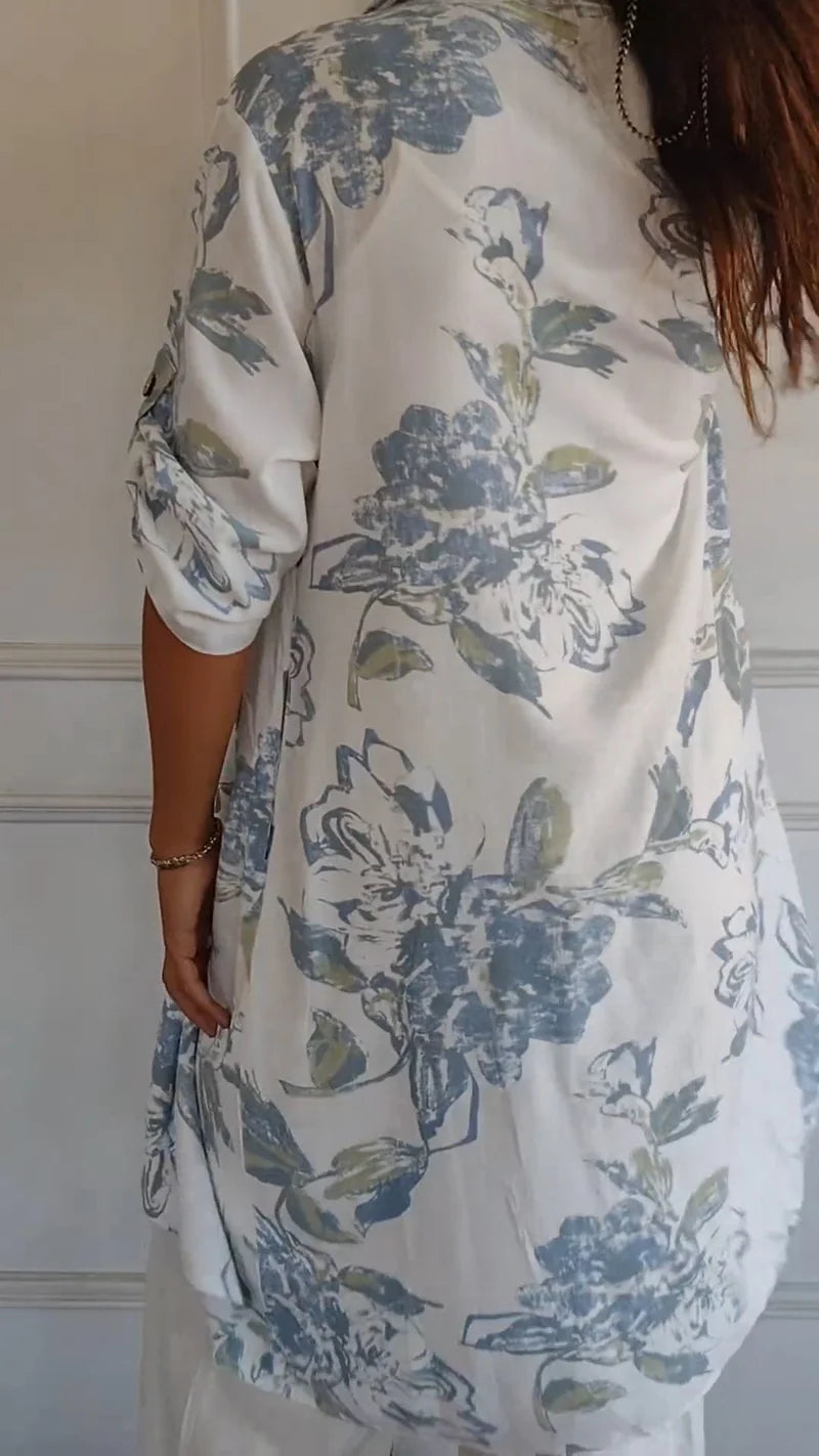 Judit™ – Vestido camisero floral con bolsillos y frescura relajada