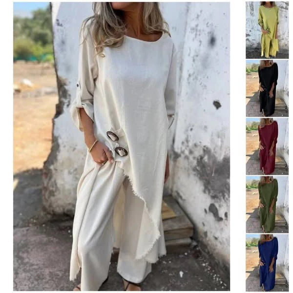 Julia/ Elegante conjunto de dos pieza de algodón y lino