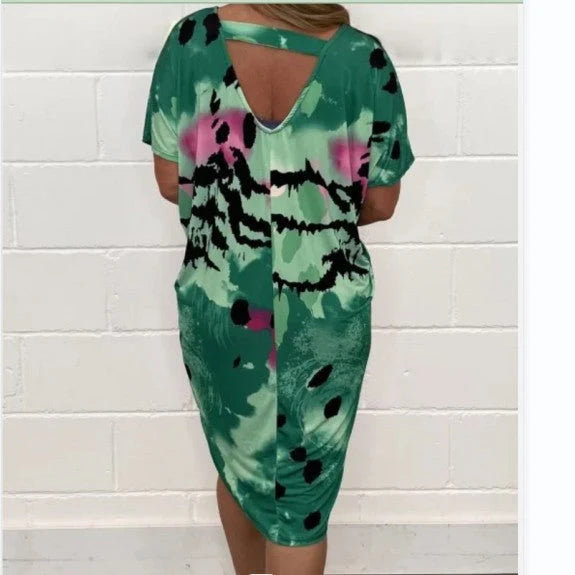 Nuria - Vestido suelto y relajado con estampado de leopardo