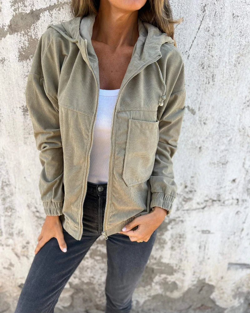Elia™ | Chaqueta de pana con capucha y cremallera