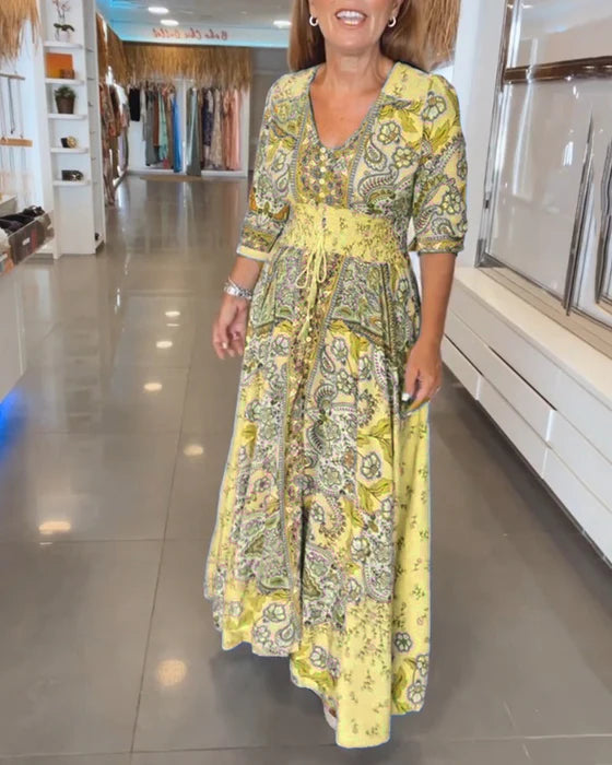 Nuria™ Vestido de fiesta con escote en V y mangas 3/4