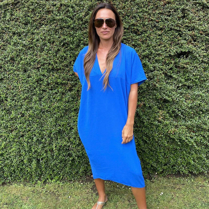 Gabriela™ – Vestido amplio de verano con escote en pico y estilo minimalista