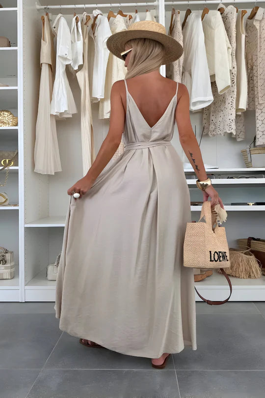 Lía - Vestido largo fluido con espalda en V