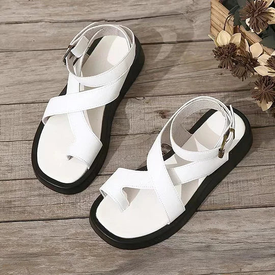 Petra - Sandalias elegantes cruzadas con plataforma y ajuste al tobillo
