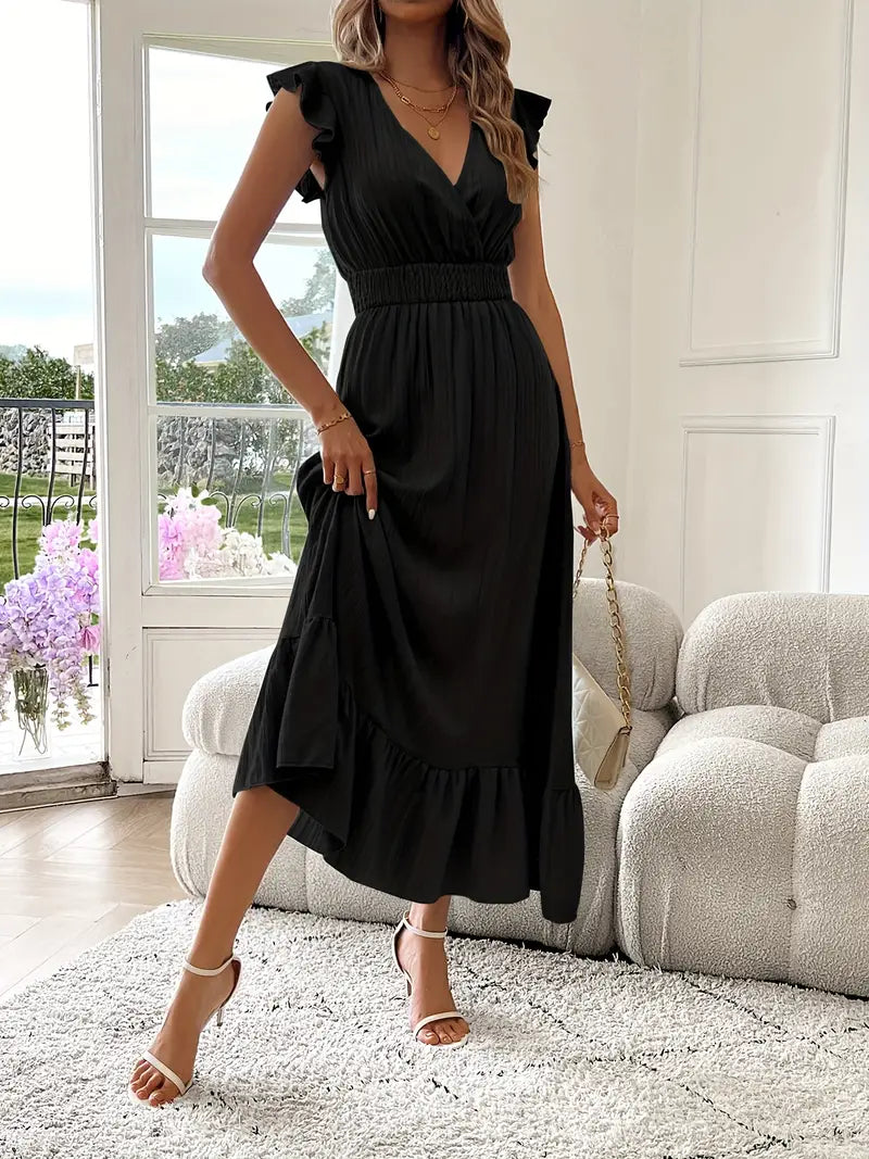 Carmen™ Vestido con escote cruzado, cintura fruncida y volantes