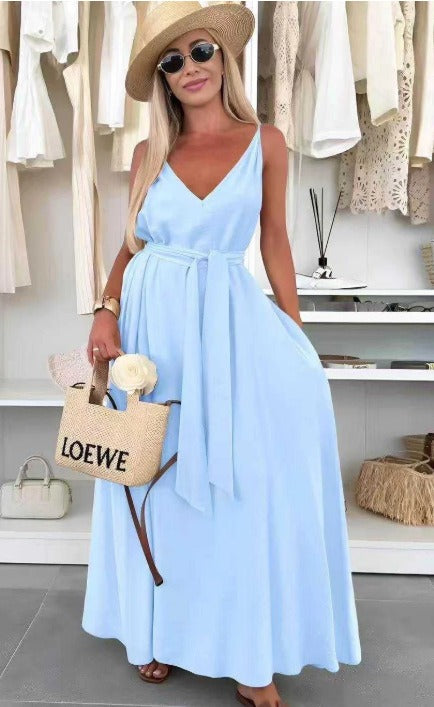 Lía - Vestido largo fluido con espalda en V