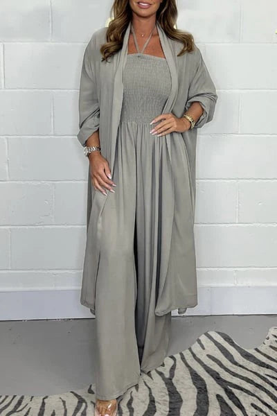 Gloria/ Conjunto de 2 piezas de pantalones anchos con espalda descubierta y tiras para mujer