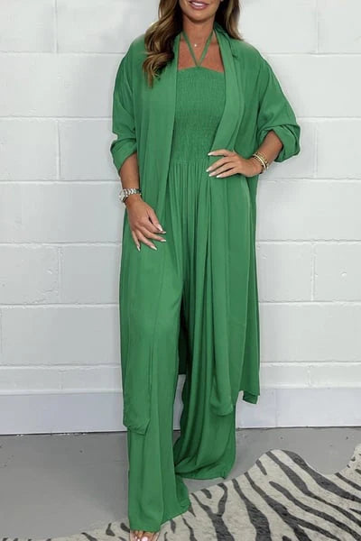 Gloria/ Conjunto de 2 piezas de pantalones anchos con espalda descubierta y tiras para mujer