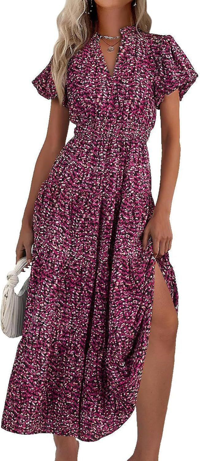 Mila - Vestido midi floral con cuello en V