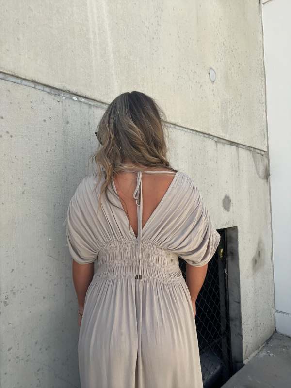 Camila - Vestido largo con escote fruncido y manga caída