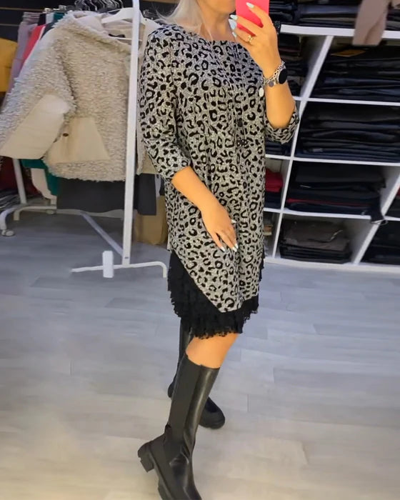 Yolanda - Vestido adelgazante con estampado de leopardo