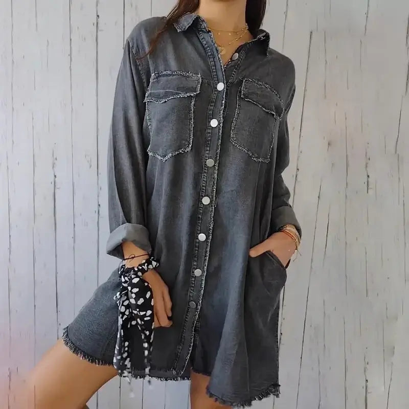 Mila – Camisa larga de algodón y lino