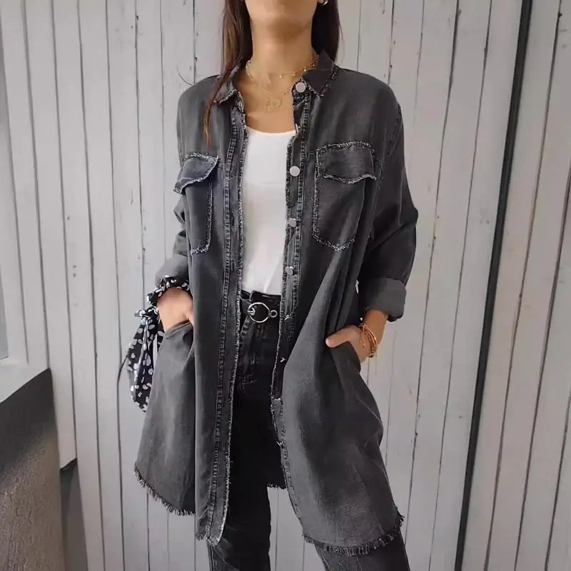 Mila – Camisa larga de algodón y lino