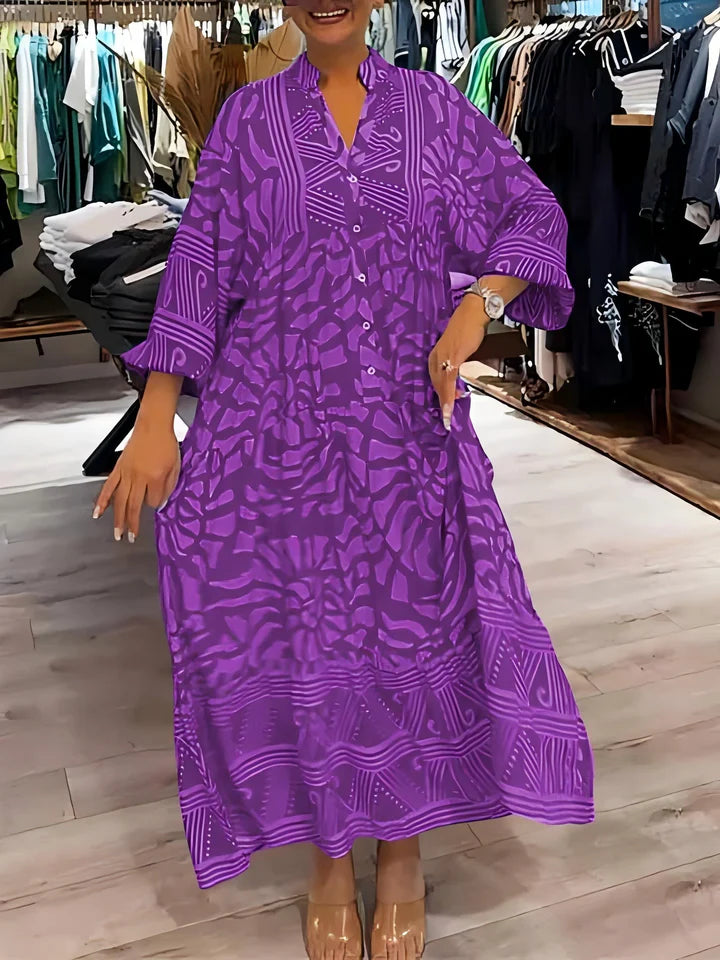 Ágata™ Vestido camisero largo con estampado geométrico