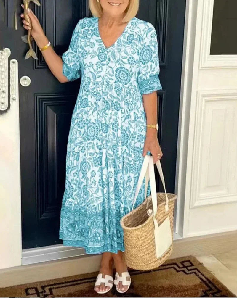 Pamela™ vestido floral con corte suelto y estilo relajado