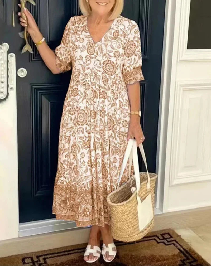 Pamela™ vestido floral con corte suelto y estilo relajado