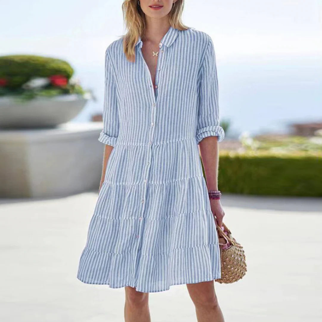 Lía™ | Vestido camisero de rayas, ligero y fresco