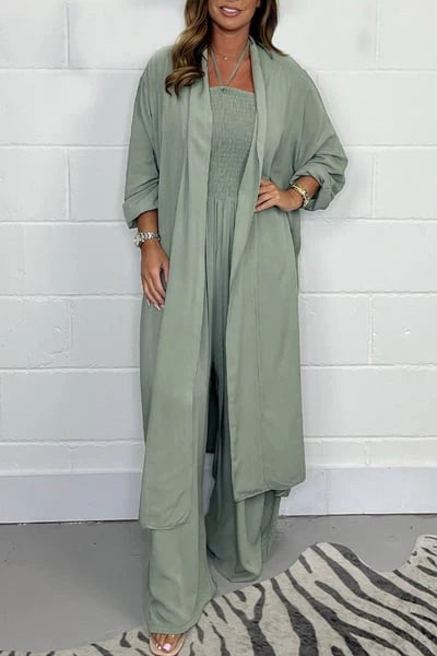 Gloria/ Conjunto de 2 piezas de pantalones anchos con espalda descubierta y tiras para mujer