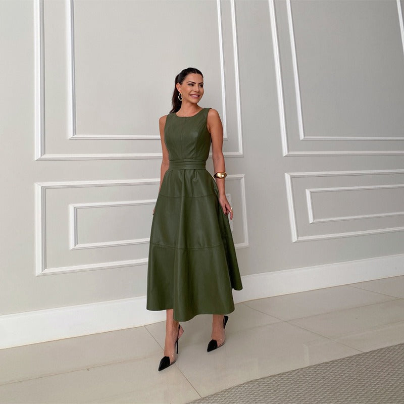 Mila - Vestido midi efecto piel