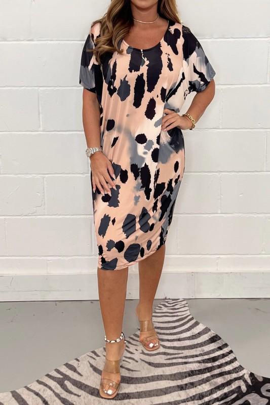 Nuria - Vestido suelto y relajado con estampado de leopardo