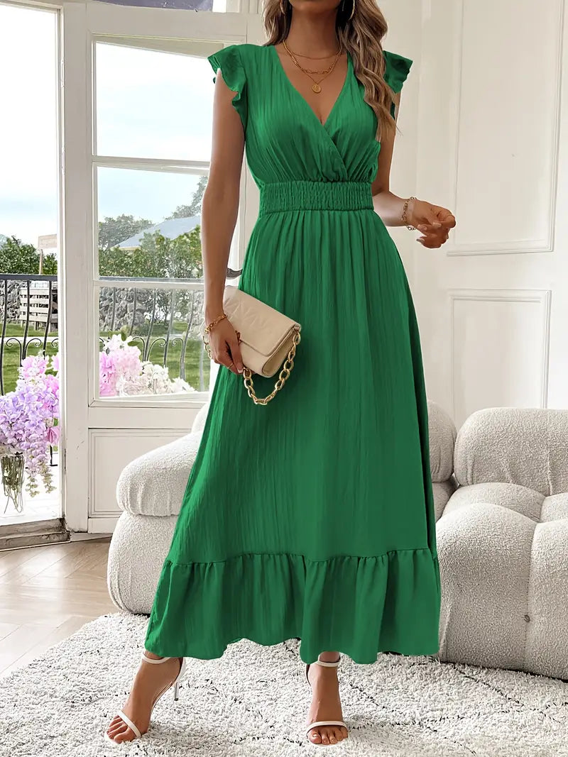 Carmen™ Vestido con escote cruzado, cintura fruncida y volantes