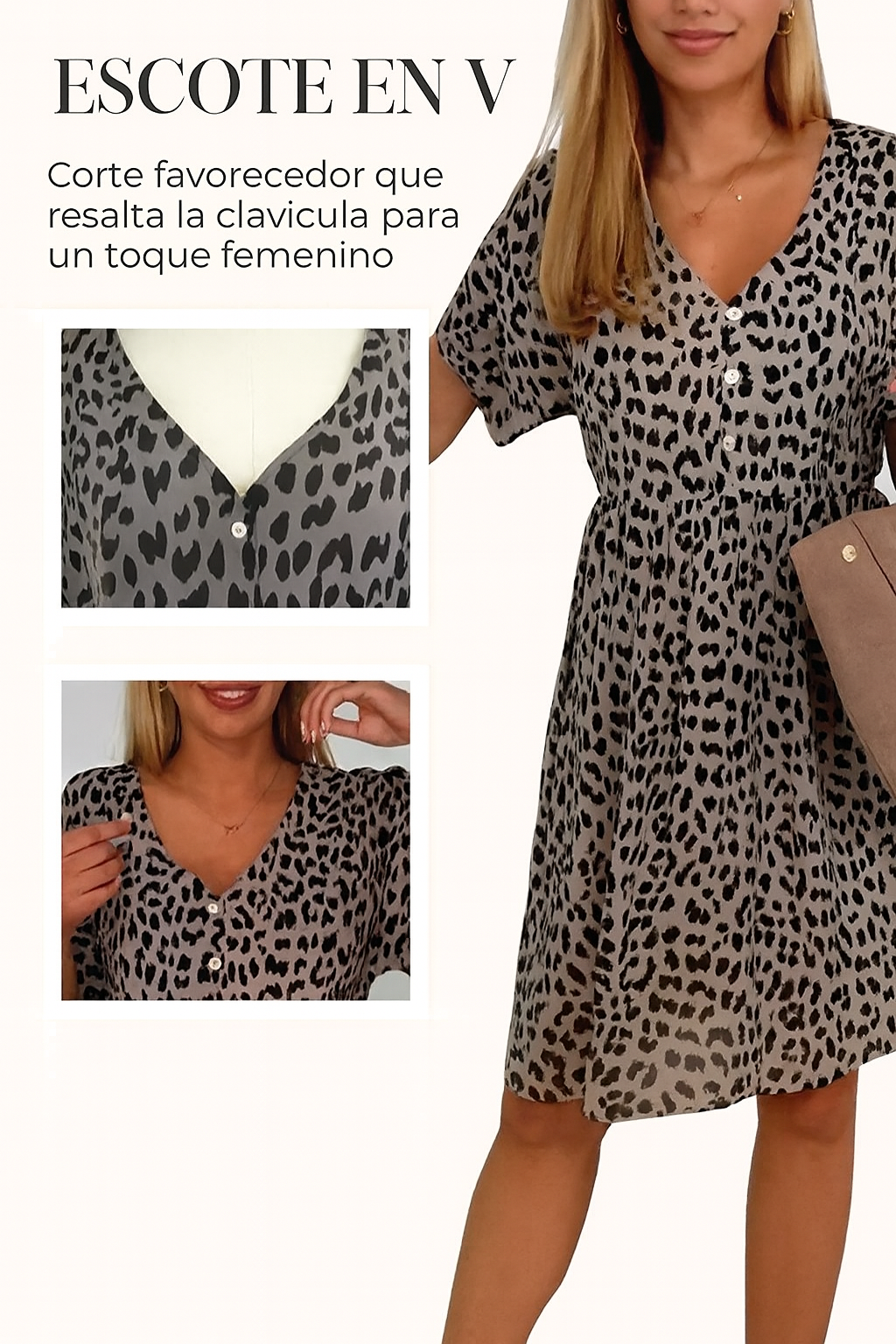 Amara - Vestido de manga corta con cuello en V