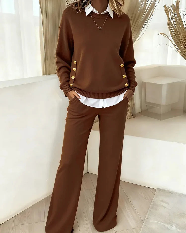 Sara – Conjunto de dos piezas con sudadera y pantalón recto