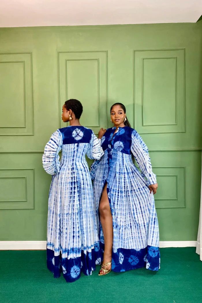 Lorin - Vestido largo azul tie-dye