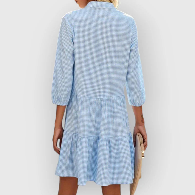 Miriam™ | Vestido camisero de cuadros con manga 3/4
