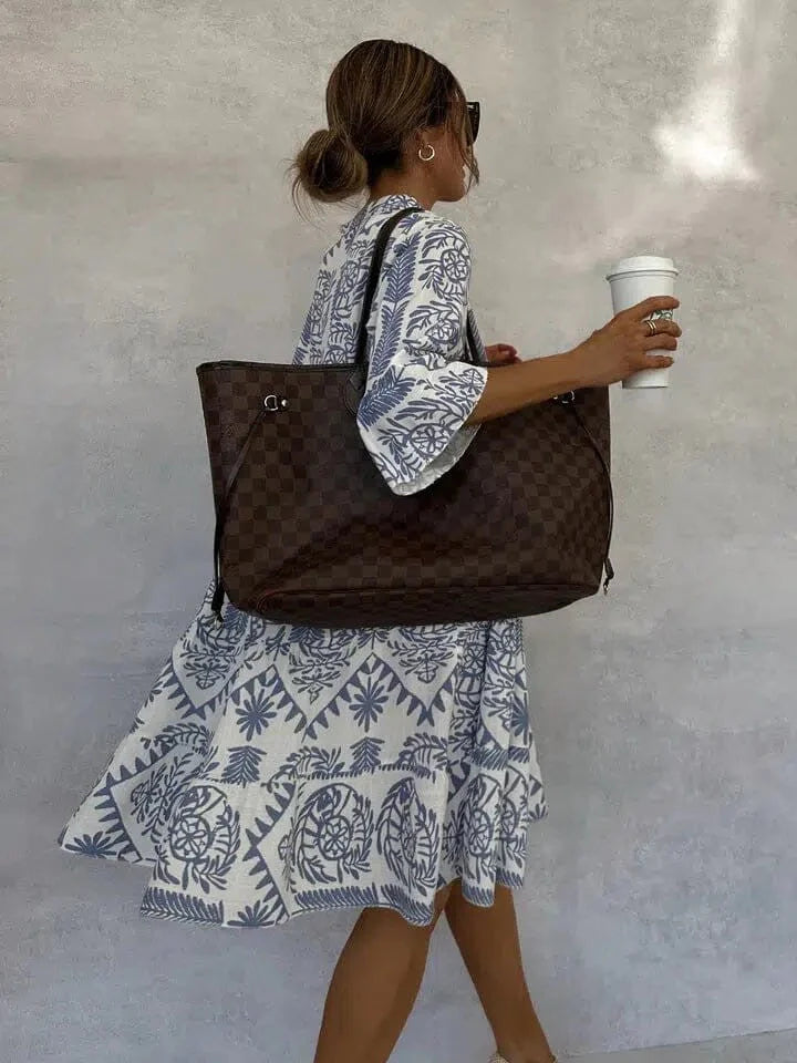 Lorena - Vestido elegante con estampado mediterráneo
