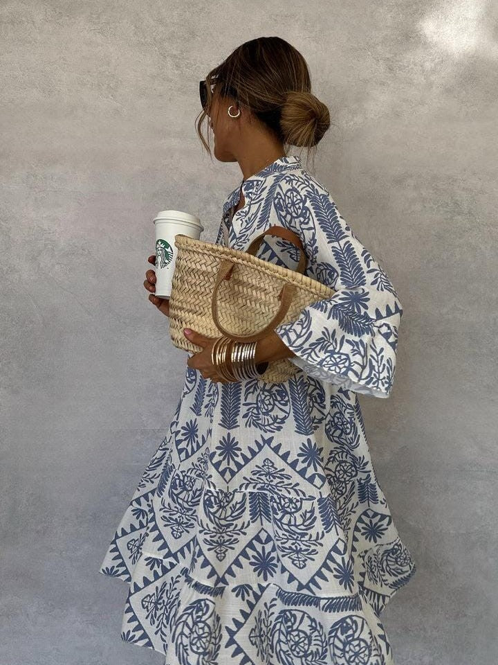 Lorena - Vestido elegante con estampado mediterráneo