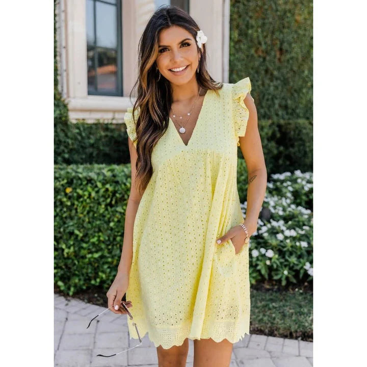 Susana – Vestido corto con pantalón interior y bolsillos ocultos