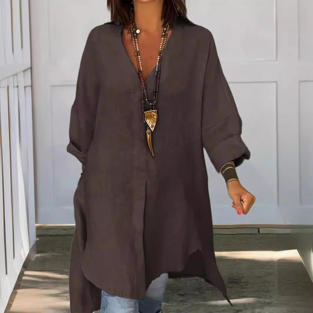 Lara™ – Blusón camisero de estilo relajado