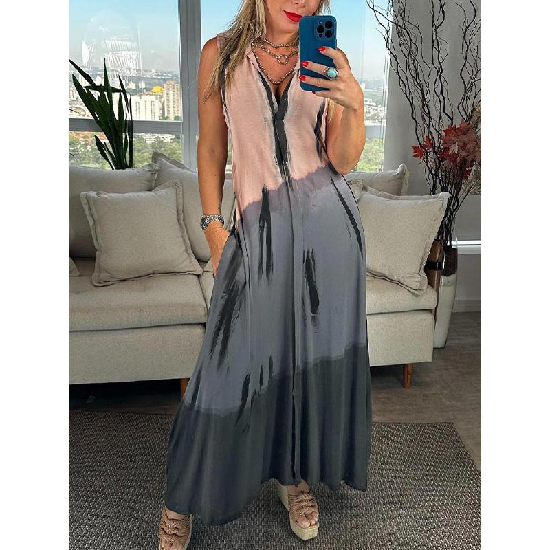 Vera - Vestido sin mangas con cuello en V y estampado tie-dye