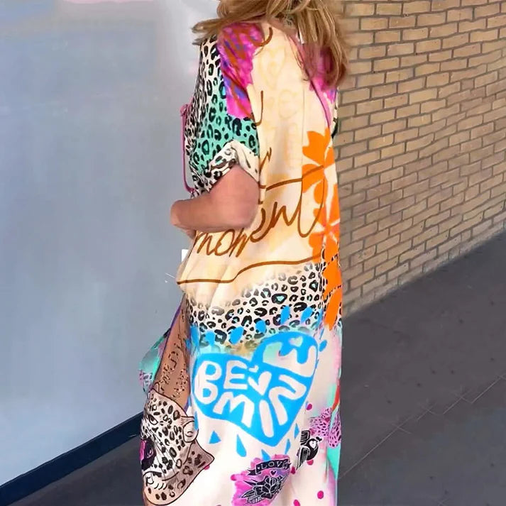 Lorena - Vestido camisero con estampado de leopardo y caída fluida