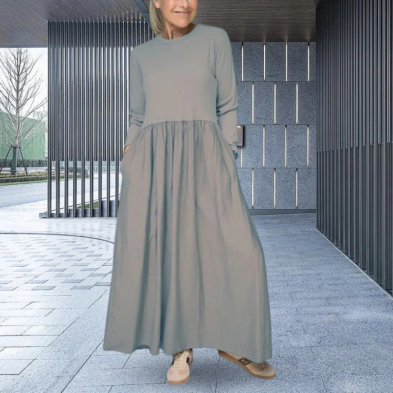 Carmen - Vestido midi fluido con manga larga y bolsillos