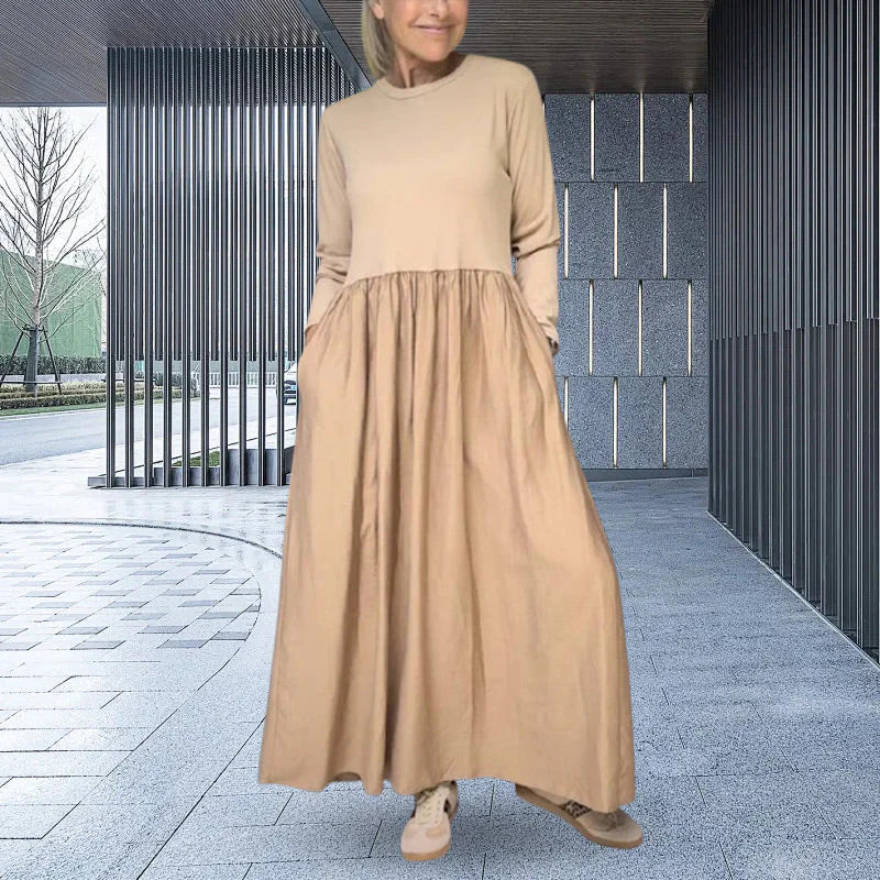 Carmen - Vestido midi fluido con manga larga y bolsillos