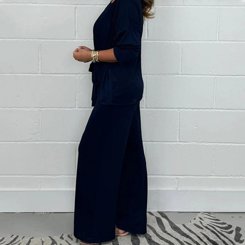 Lorena - Conjunto suave de dos piezas de manga larga