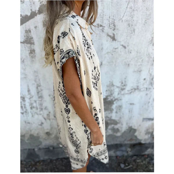 Eva™ Vestido Clásico con Estampado – Elegancia Natural y Confort Diario