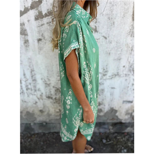 Eva™ Vestido Clásico con Estampado – Elegancia Natural y Confort Diario