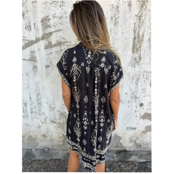 Eva™ Vestido Clásico con Estampado – Elegancia Natural y Confort Diario