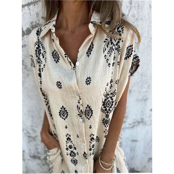 Eva™ Vestido Clásico con Estampado – Elegancia Natural y Confort Diario