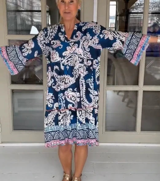 Silvia™ | Vestido holgado con estampado floral y manga tres cuartos