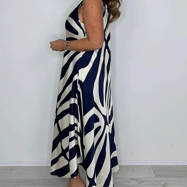 Beatriz - Vestido sin mangas con estampado abstracto y caída elegante